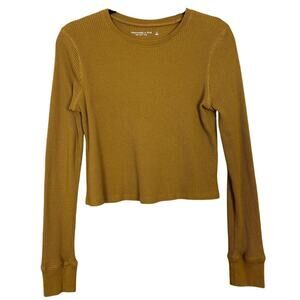 Abercrombie & Fitch Soft A&F Waffle Knit Thermal Top Yellow Orange Size Small S